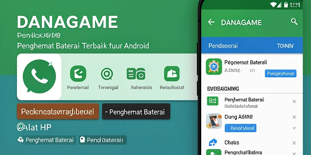 Tampilan antarmuka dan fungsi utama aplikasi Penghemat Baterai DANAGAME.