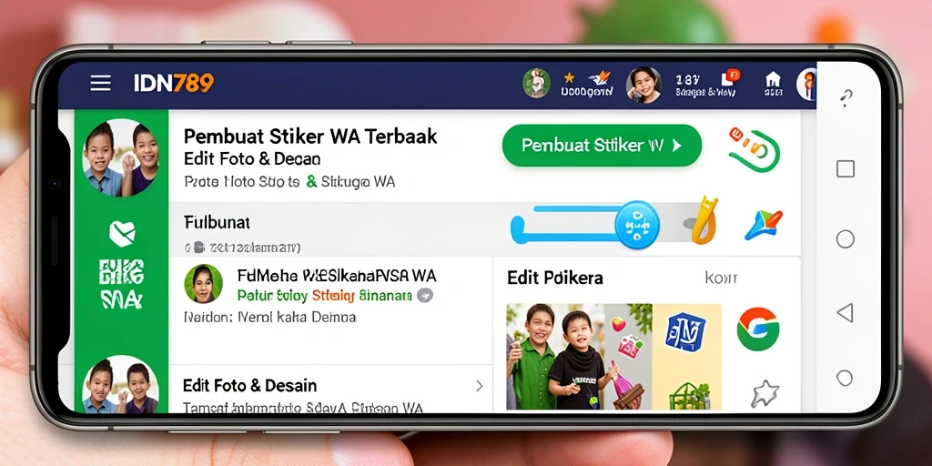 Antarmuka IDN789 untuk membuat stiker WhatsApp yang mudah digunakan.