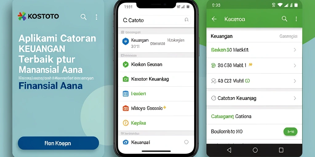 Tampilan aplikasi KOSTOTO dengan fitur Catatan Keuangan yang lengkap dan user-friendly.