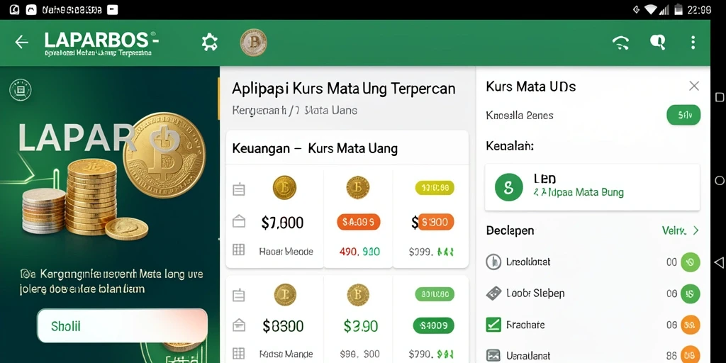 Antarmuka aplikasi LAPARBOS menampilkan kurs mata uang yang jelas dan informatif.