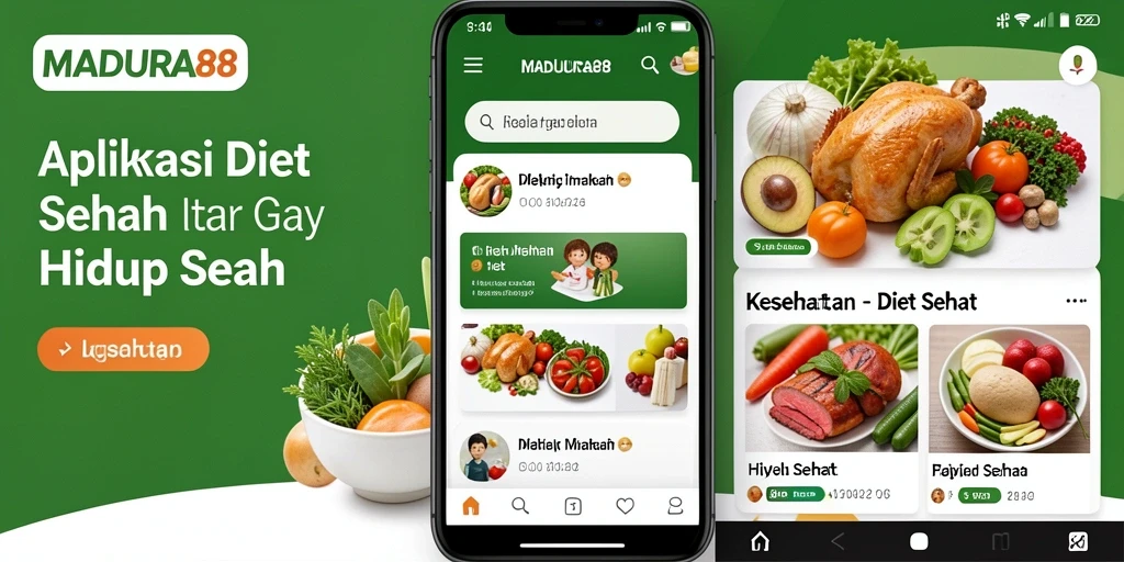 Tampilan antarmuka aplikasi MADURA88 yang ramah pengguna dan informatif untuk Diet Sehat.