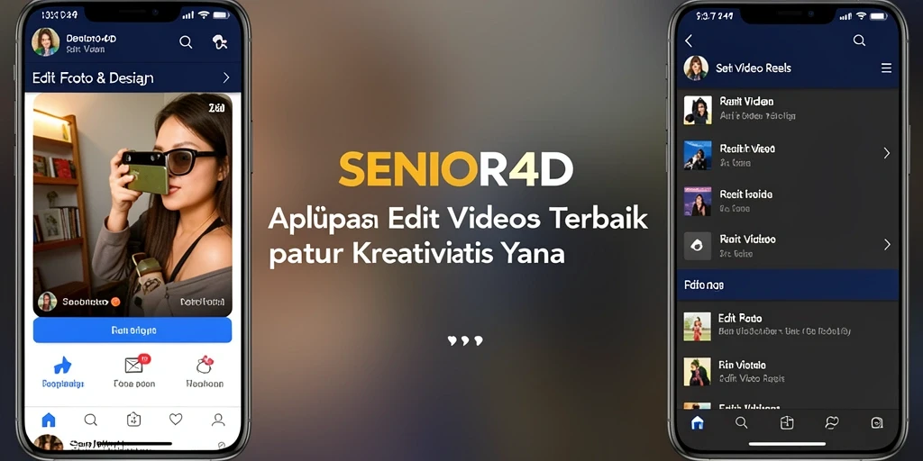 Tampilan antarmuka aplikasi SENIOR4D untuk Edit Video Reels.