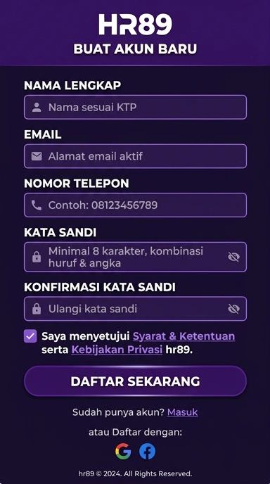 Cara Mudah Buat Akun Baru hr89 di Android
