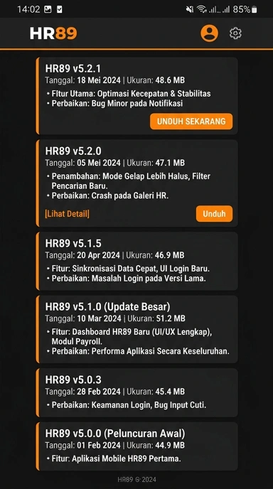 Riwayat Versi hr89 untuk Pengguna Android Indonesia